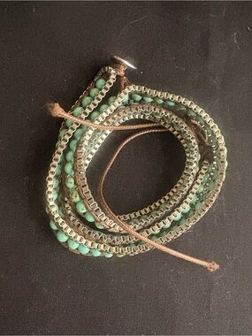 Turquoise Bead Wrap Bracelet - Boho Multi-Strand